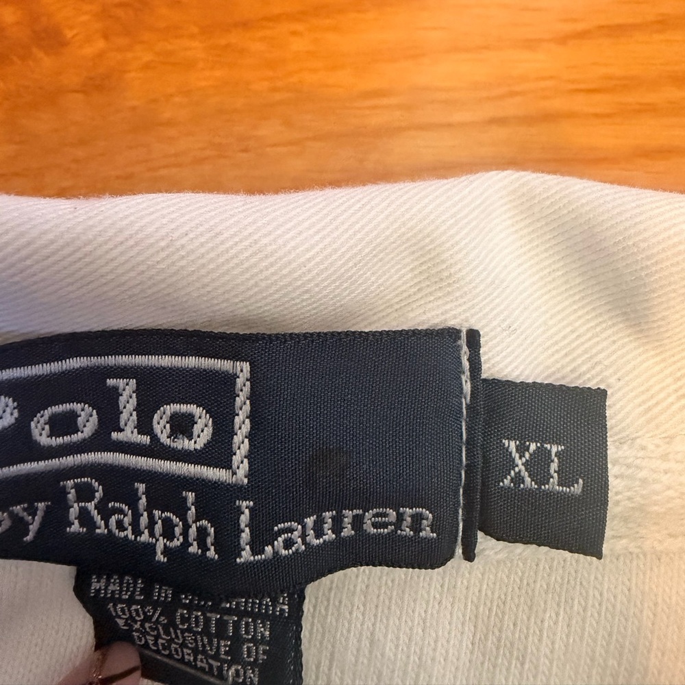 Polo Ralph Lauren Rugby Crop Sweatshirt XL Striped Big Logo Crest Preppy - Picture 11 of 11